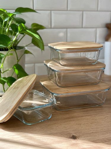 Glasdosen set mit bambusdeckel - glasdosen,